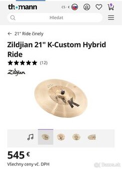 K-Zildjian ride 20”hybrid
