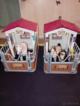 Schleich kone, zvierata, ohrady, boxy, auto, prives