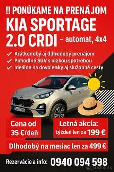 PRENAJOM - KIA SPORTAGE 2.0 crdi 4x4 automat