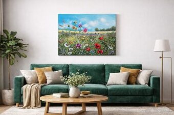 Obraz na plátne s 3D kvetmi 70x50