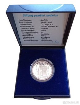 Stříbrná Proof Medaile 10 let ČD CARGO