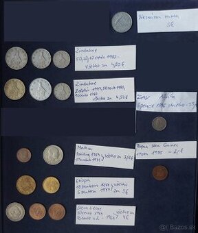 Zbierka mincí - rôzne svet mince - Afrika, Ázia,EU a Ostrovy