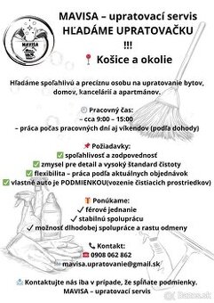 Upratovací servis MaViSa s.r.o. – hľadáme posilu do tímu
