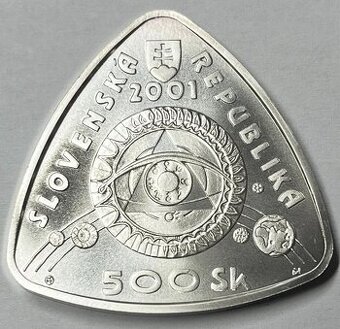Predám vzácnu striebornú mincu 500 Sk 2001, Ag 999