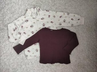 H&M flísová bunda na zips, kvety a tričko s dlhým rukávom