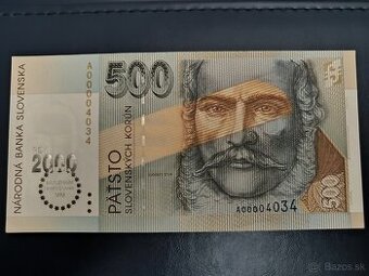 500sk Bimilenium UNC, vzácnejšie sériové číslo