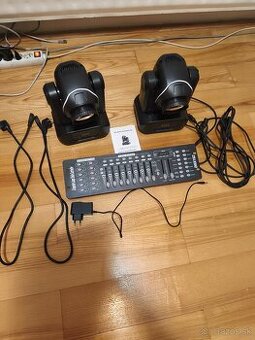 100W Rotačné hlavy a DMX pult (všetky potrebné káble)