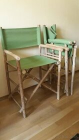 Bambusová skladacia stolička, 2ks, zelená
