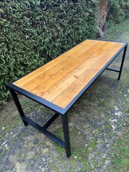 MODERNÝ INDUSTRIÁLNY STÔL – DREVO & OCEĽ | VÝROBA NA MIERU - 1