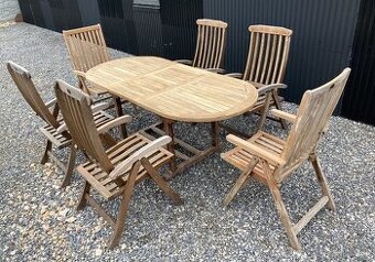 TEAK - LACNO - Sedenie pre 6 osob s roztahovacim stolom