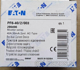 Prúdový chránič EATON 2P 40A - 286496 - 1