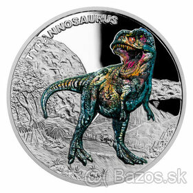 Predám: Strieborná minca Praveký svet - Tyrannosaurus proof