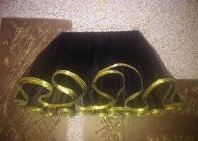 Sukňa pre dievčatá, ručne vyrobená, čierna so zlatým okrajom