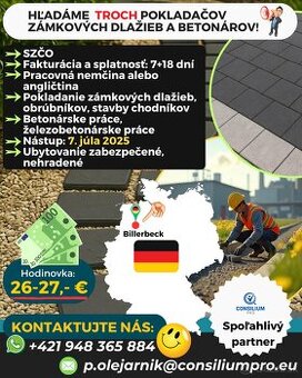 Hľadáme pokladačov zámkových dlažieb, betonárov.