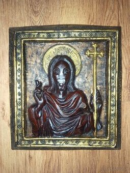 Unikátny voskový reliéf – Kristus Spasiteľ (23x21 cm)