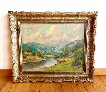 Starý obraz olejomalba, malíř František Pavelka