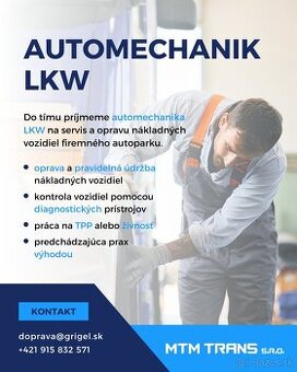 Automechanik nákladných vozidiel NÁSTUP IHNEĎ