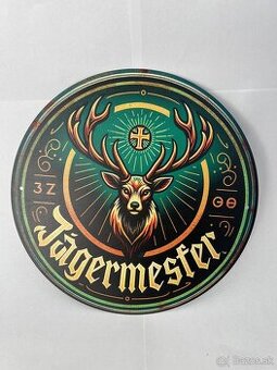 Plechová ceduľka do garáže okrúhla - Jägermeister