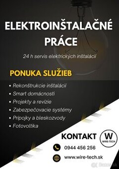 Elektroinštalačné práce - elektrikár - revízny technik