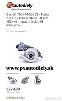 Turbo Garrett 2.0 TDCi - 85kw, 96kw, 103kw - záruka 24