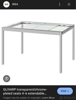 Rozťahujúci skelený stôl Ikea + 2 priesvitné stoličky