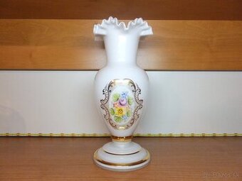 Retro krásná opálová váza, ručně malovaná, Bohemia.