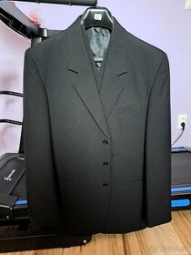 Pánske sako + vesta, čiernej farby, veľkosť 52 - 1