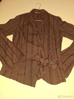 Zavinovacia bluzka s flitrami v.38 tmavohneda