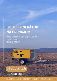 Prenajom Diesel generator Atlas Copco QES 30