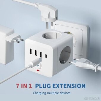 rozbočovač KOCKA 7-v-1 USB a C nabíjacia stanica