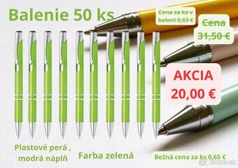 Perá plastové , balenie 50 ks , farba zelená