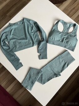 Damsky mentolovy elasticky 3 ks set na cvicenie, vel. M