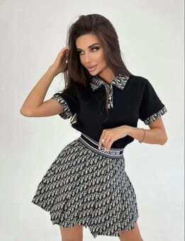 Dior súprava - polokošeľa+sukňa - čierna