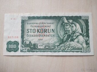 predám starú bankovku 100 korún 1961