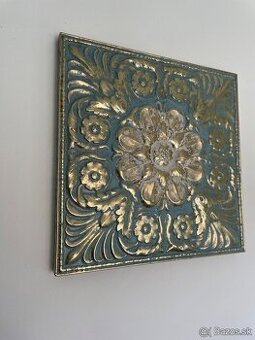 obraz zlata / tyrkys kovova mandala 51x51 -50%
