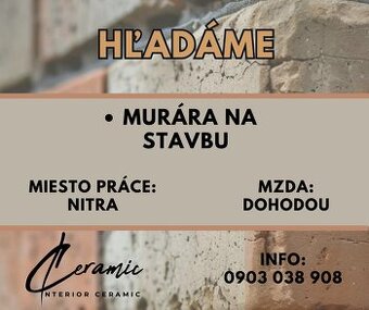 Hľadáme murára- Nitra prípadne okolie