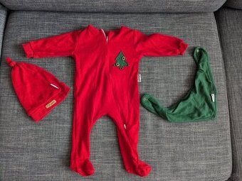 Vianočný overal, čiapka a podbradník, veľkosť 62 - 1