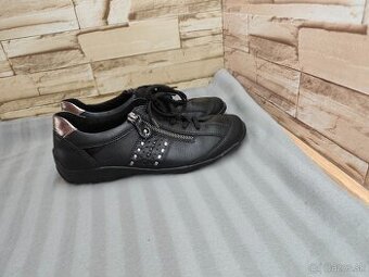 Rieker - Remonte 39 - dámske kožené čierne topánky