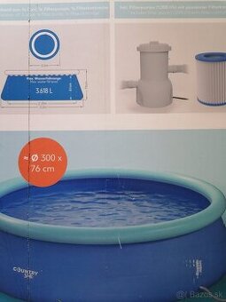 Nepoužitý nafukovací bazén 300 cm s filtráciou + doplnky