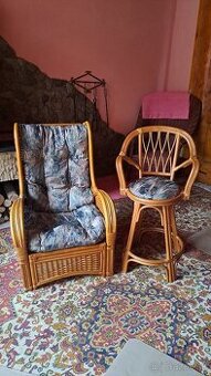 Rátanove kreslo a bar.stolicka