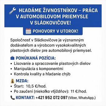 Práca pre mužov živnostníkov Sládkovičovo 11e
