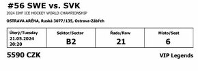 Lístky SVK - SWE Majstrovstvá sveta v hokeji VIP Legend
