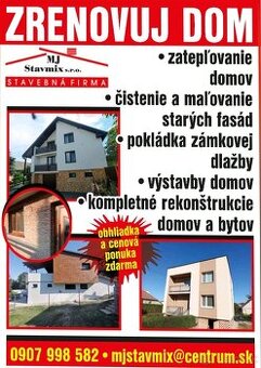 ZATEPLOVANIE DOMOV & REKONŠTRUKCIE
