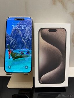 Predám iPhone 15 Pro Natural Titanium, 128 GB + kryt apple - 1