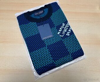 LOUIS VUITTON Jacquard Damier Short-Sleeved Cotton Crewneck