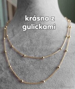 Zlatá Dámska retiazka z guličkami 2.76g,41 cm.Novy kvalitný