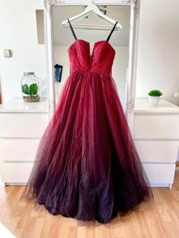 Luxusné plesové šaty Luxuar S ombré trblietavé