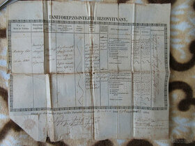 Dokument, osvedčenie učiteľského ústavu Nové Zámky r.1850