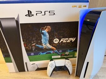 PS5 + FIFA 24 | Krabica + ovládač | Stav ako nový