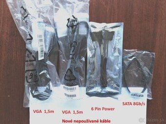 Káble  VGA,  6 PIN power ,  SATA